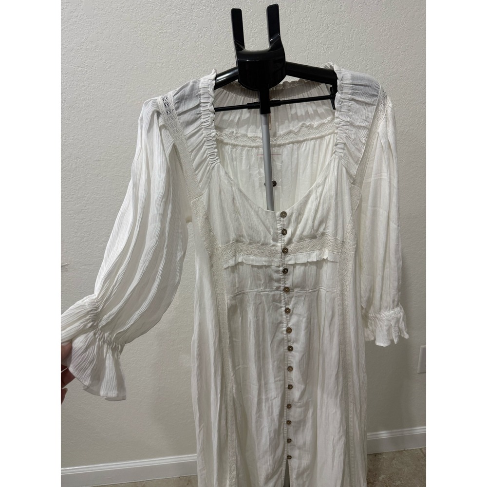 NWOT Free People Magdalia Gauze Maxi Dress Boho Gypsy Size L Fairycore Etherial - Picture 2 of 7